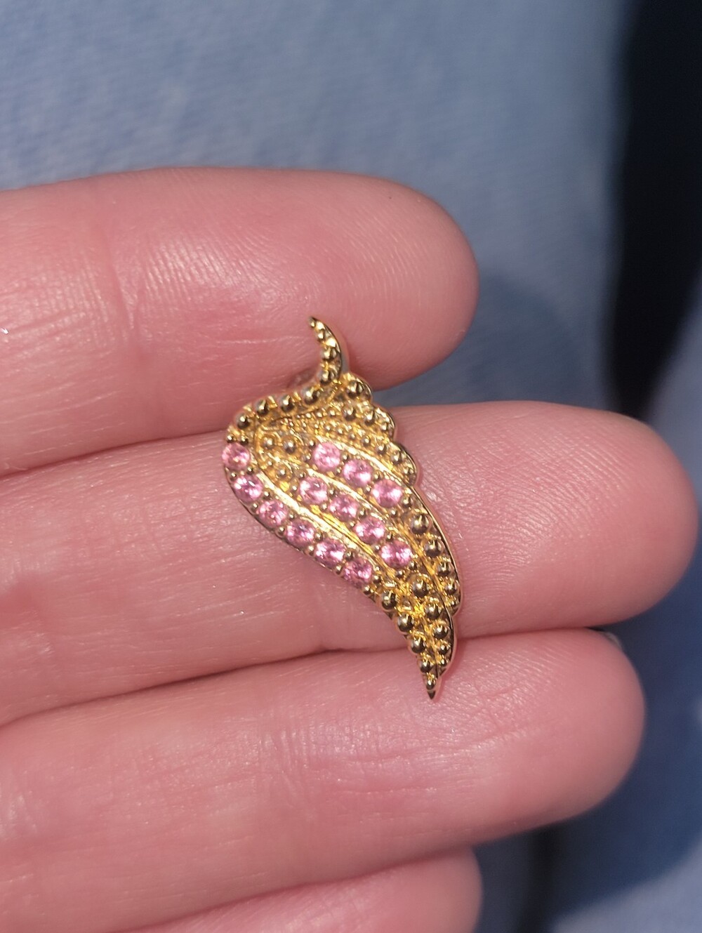 Zadig & Voltaire Single Gold Tone Pink Crystal Wing Earring Stud